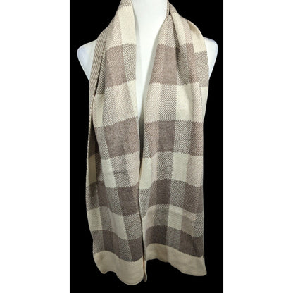 Mimi-Mua Firenze Cream And Tan Plaid Scarf