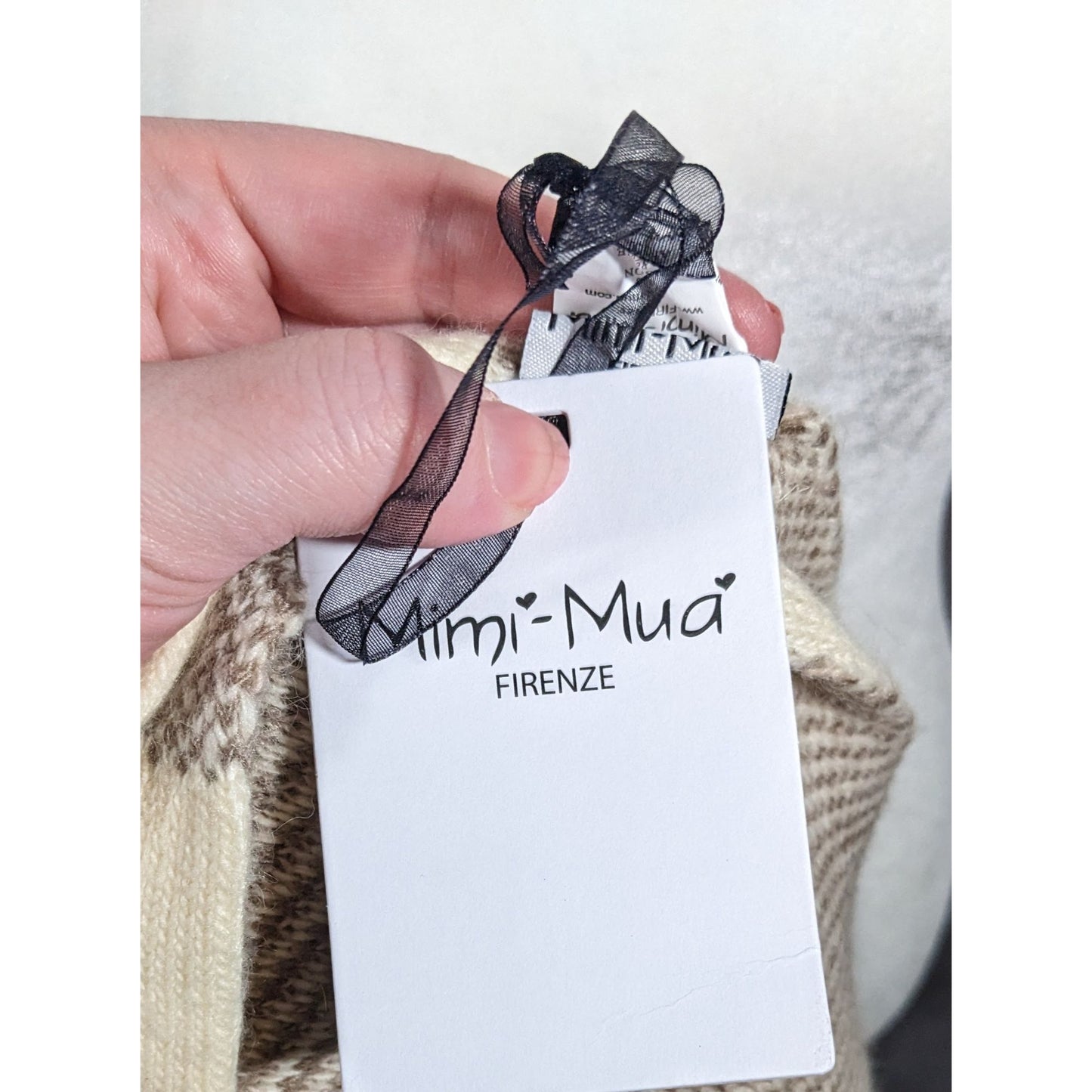 Mimi-Mua Firenze Cream And Tan Plaid Scarf