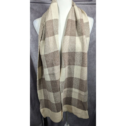 Mimi-Mua Firenze Cream And Tan Plaid Scarf