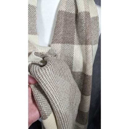 Mimi-Mua Firenze Cream And Tan Plaid Scarf