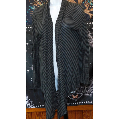 Flyo Gothic Black And Grey StripedFlyaway Cardigan