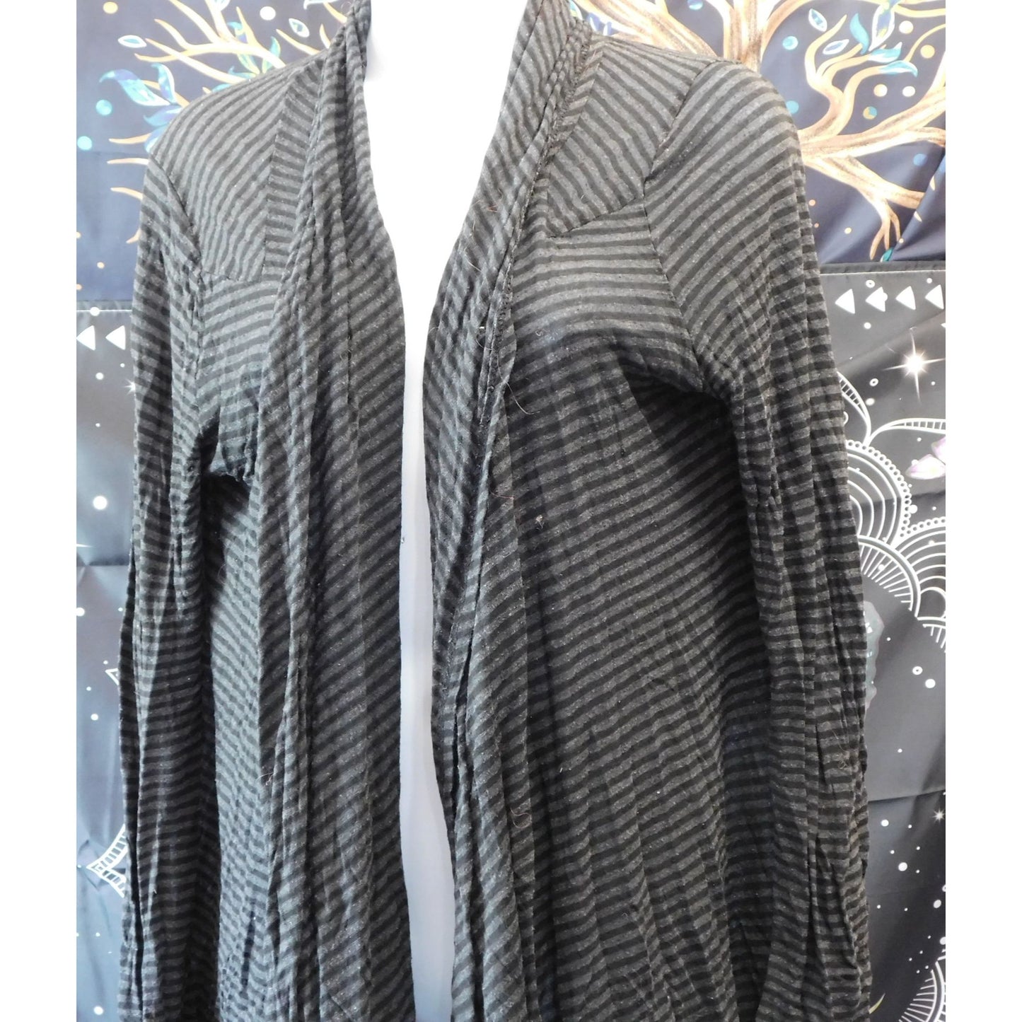 Flyo Gothic Black And Grey StripedFlyaway Cardigan