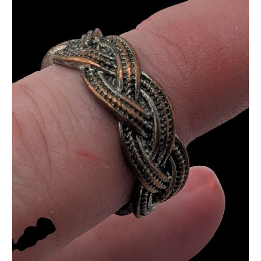 Celtic Goth Medieval Braided Knot Antiqued Two Tone Statement Ring
