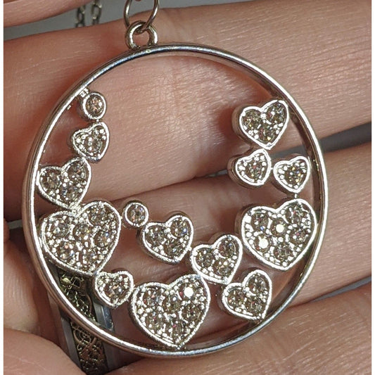 Sparkly Heart Pendant Necklace With Rhinestones