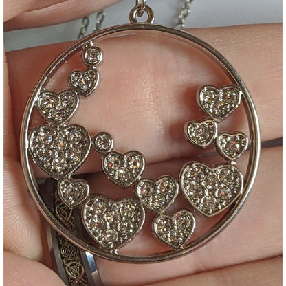 Sparkly Heart Pendant Necklace With Rhinestones