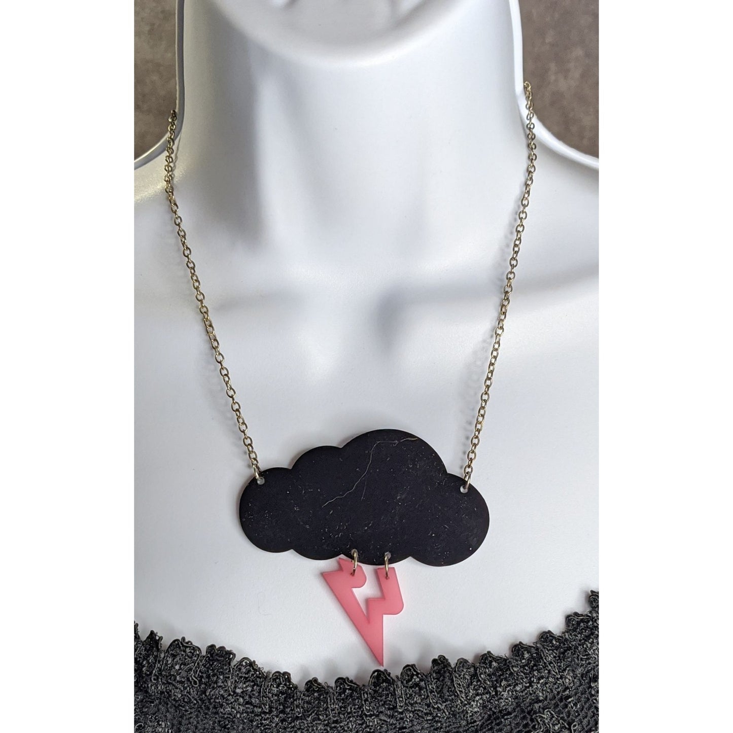 Claire's Cloud & Lightning Pendant Necklace