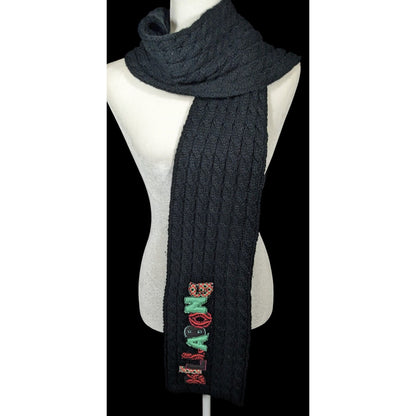 Vintage 90s Billabong Black Cable Knit Scarf
