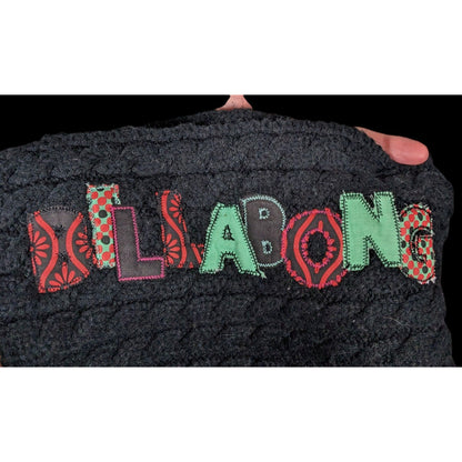 Vintage 90s Billabong Black Cable Knit Scarf