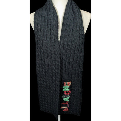 Vintage 90s Billabong Black Cable Knit Scarf