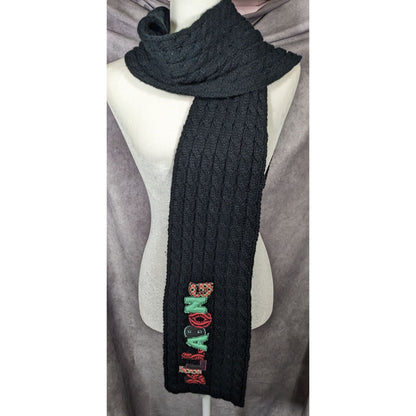 Vintage 90s Billabong Black Cable Knit Scarf