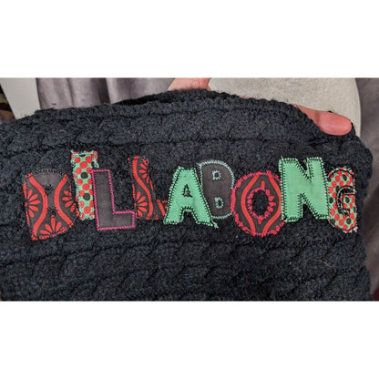 Vintage 90s Billabong Black Cable Knit Scarf