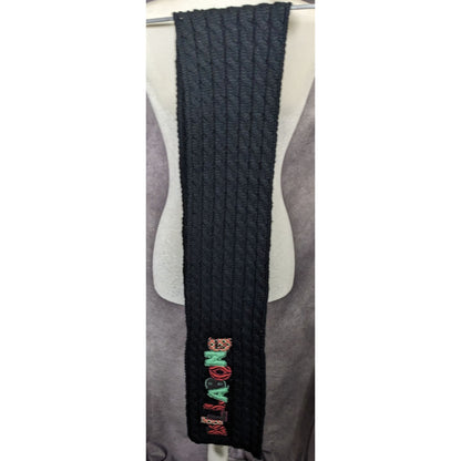 Vintage 90s Billabong Black Cable Knit Scarf