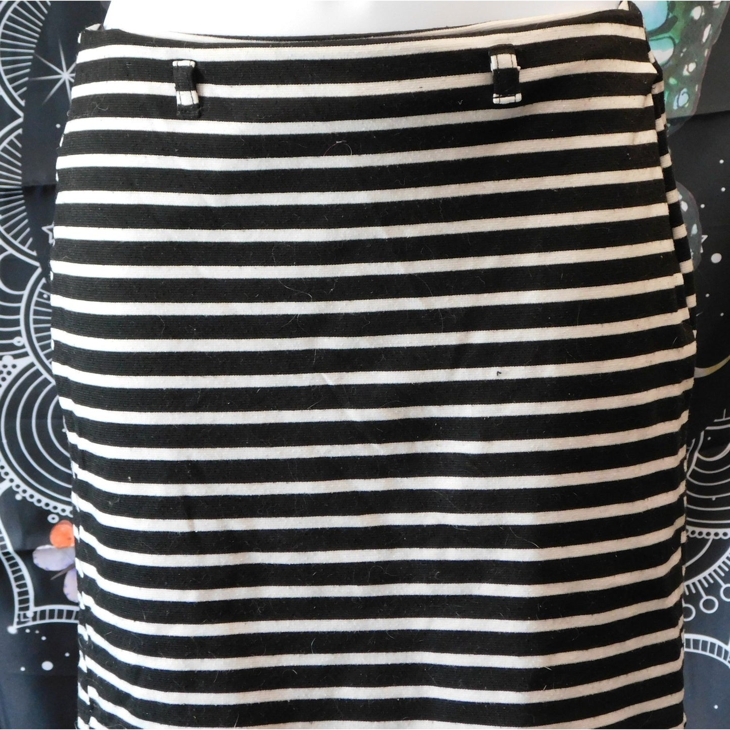 Just Ginger Spooky Black And White Striped Mini Skirt