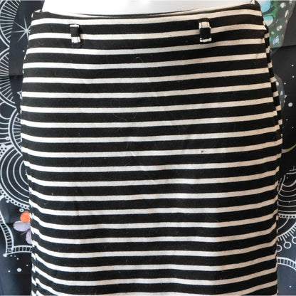 Just Ginger Spooky Black And White Striped Mini Skirt
