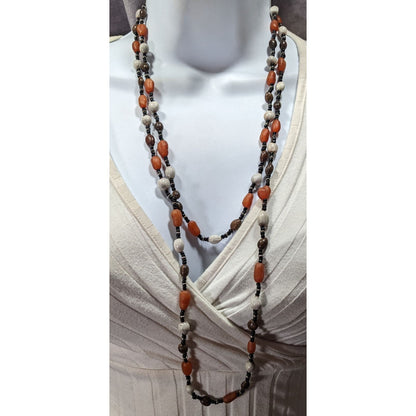 Vintage Hippie Bohemian Seed And Glass Beaded Necklace