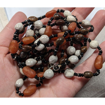 Vintage Hippie Bohemian Seed And Glass Beaded Necklace