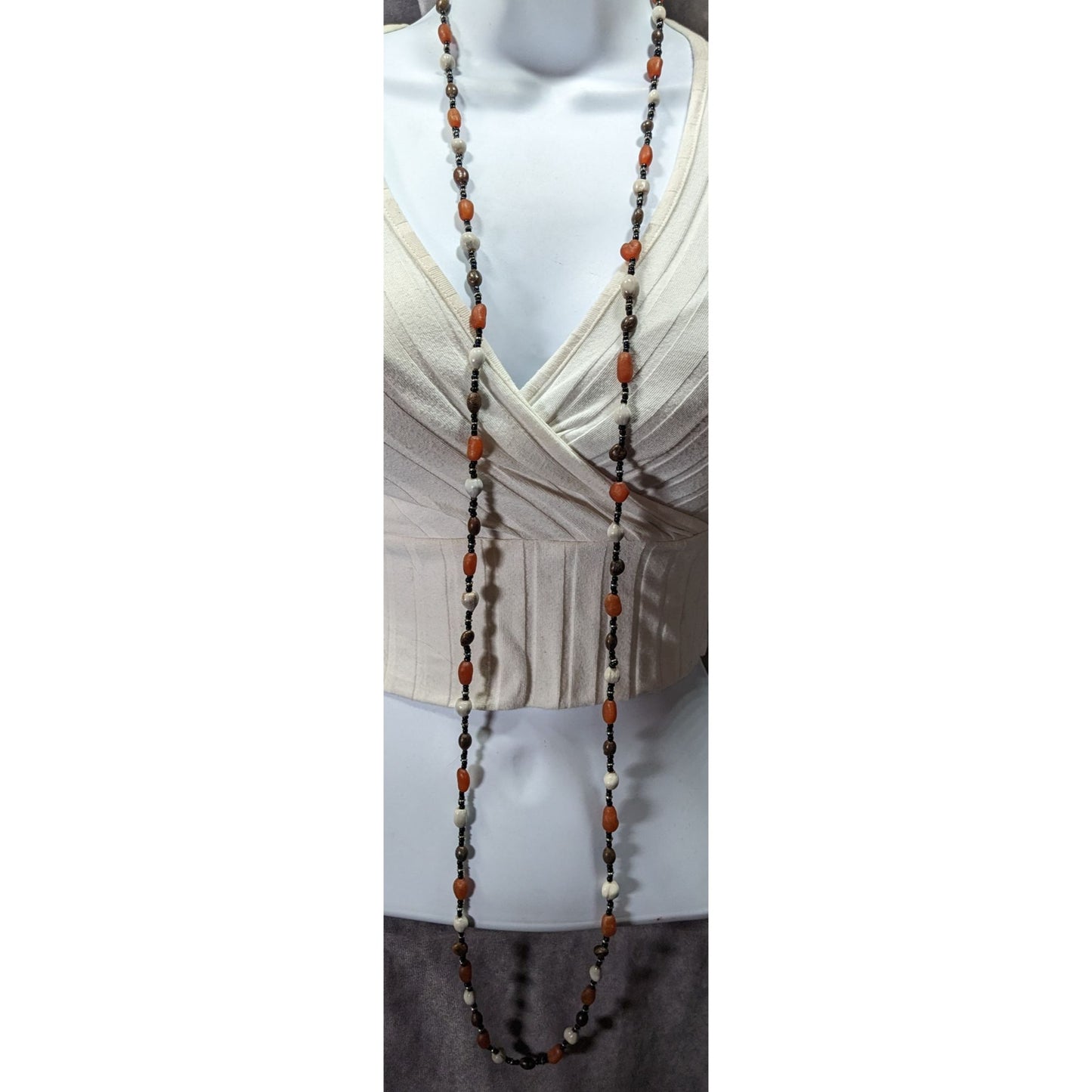 Vintage Hippie Bohemian Seed And Glass Beaded Necklace