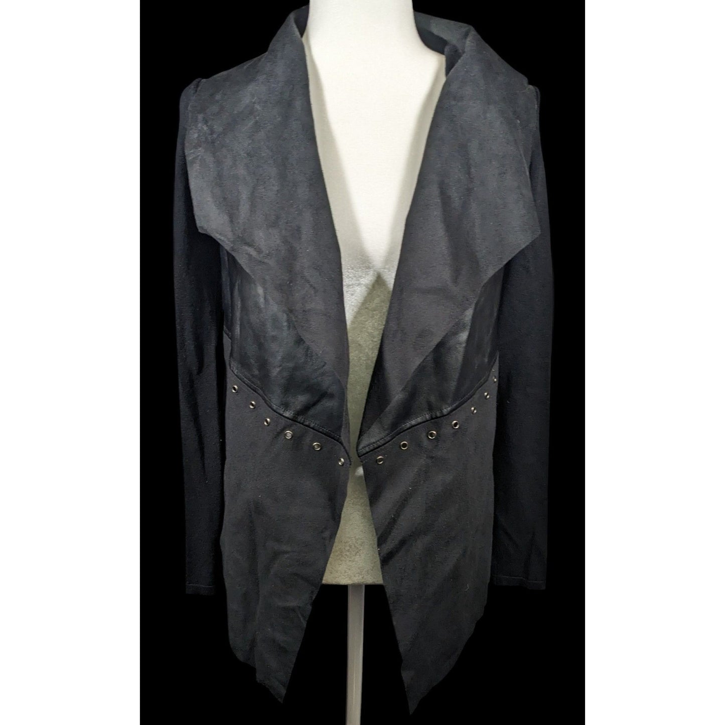 Cliche Gothic Faux Suede Grommet Accent Cardigan