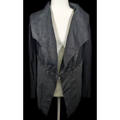 Cliche Gothic Faux Suede Grommet Accent Cardigan