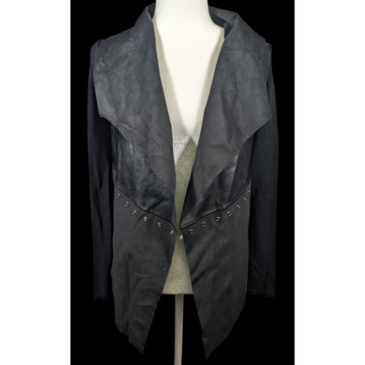 Cliche Gothic Faux Suede Grommet Accent Cardigan