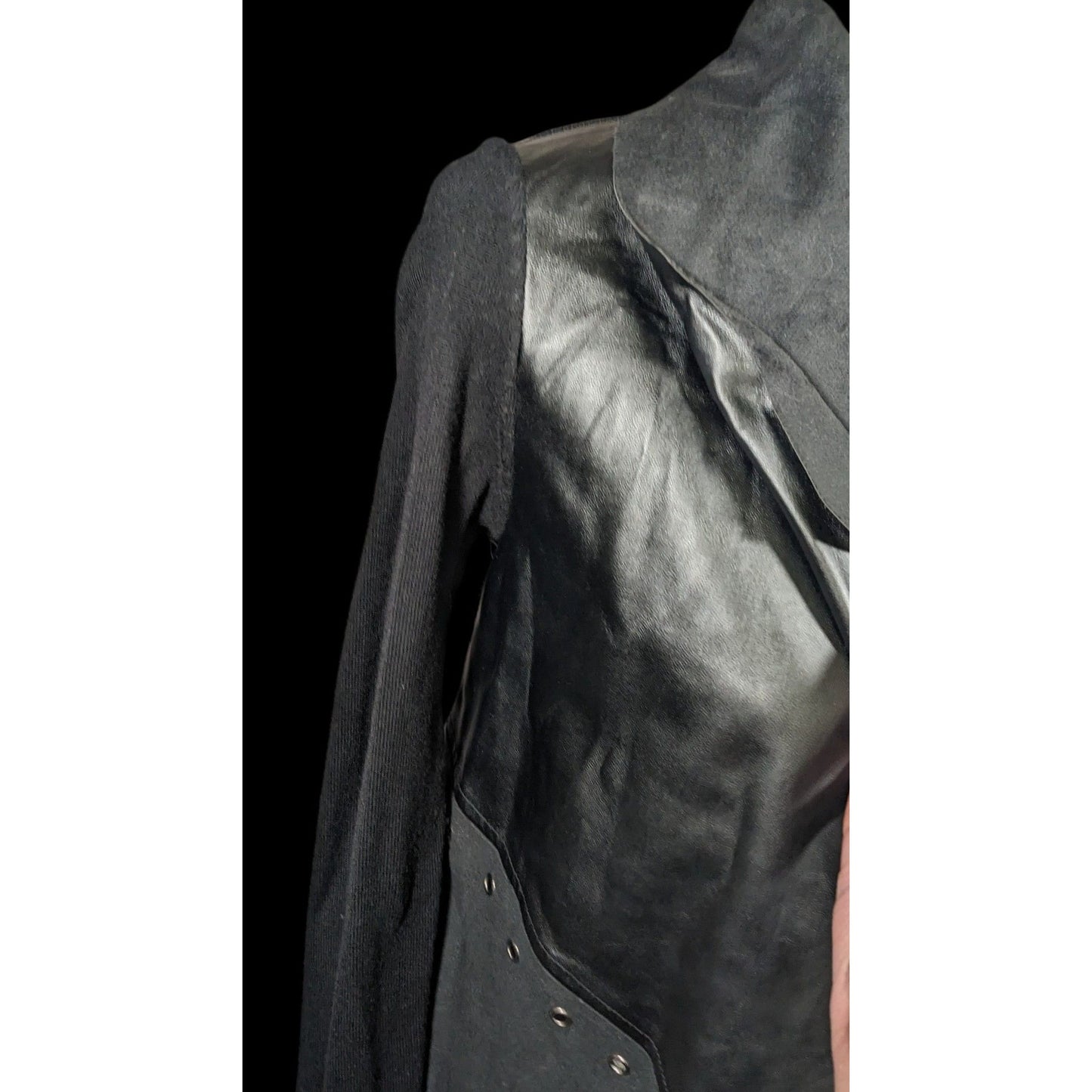 Cliche Gothic Faux Suede Grommet Accent Cardigan