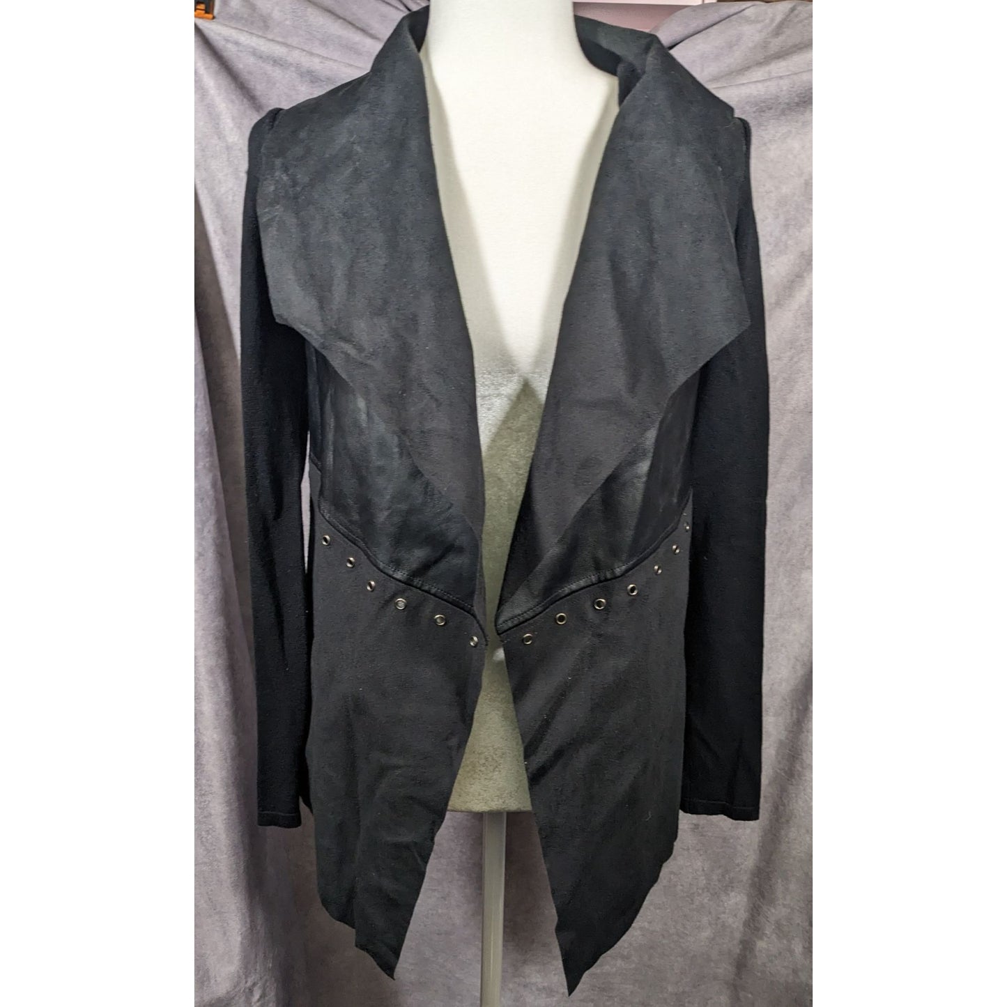 Cliche Gothic Faux Suede Grommet Accent Cardigan