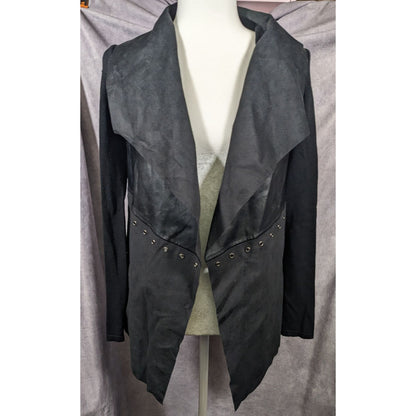 Cliche Gothic Faux Suede Grommet Accent Cardigan