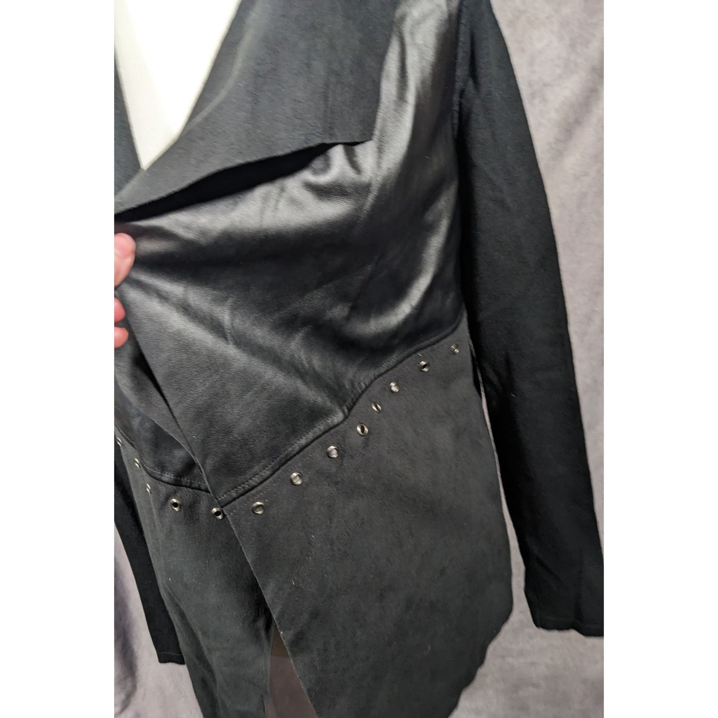 Cliche Gothic Faux Suede Grommet Accent Cardigan