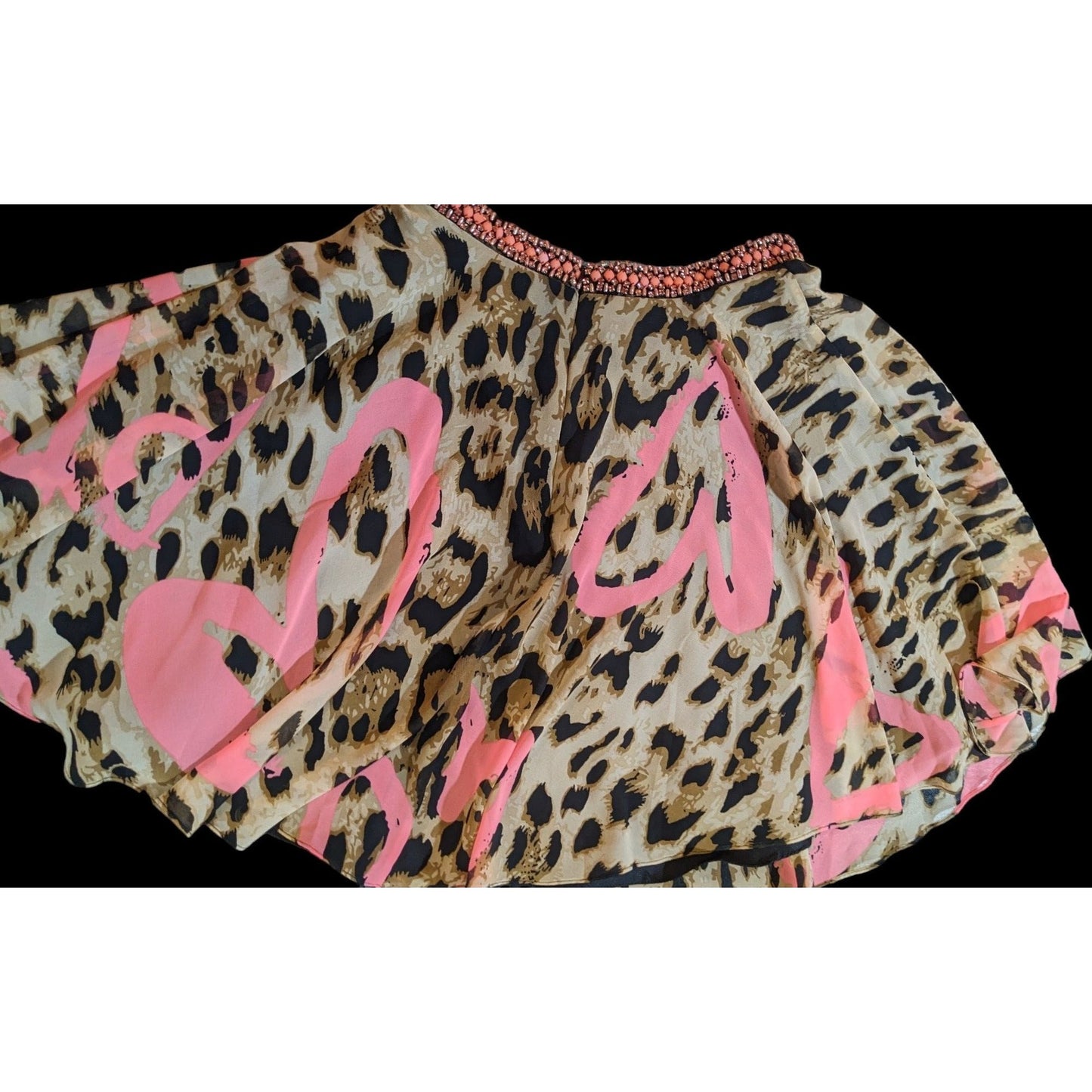 Rachel Allan Flared Leopard Heart Skirt