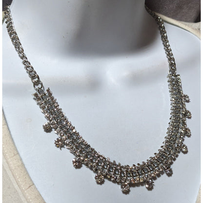 Elegant Silver Rhinestone Statement Necklace