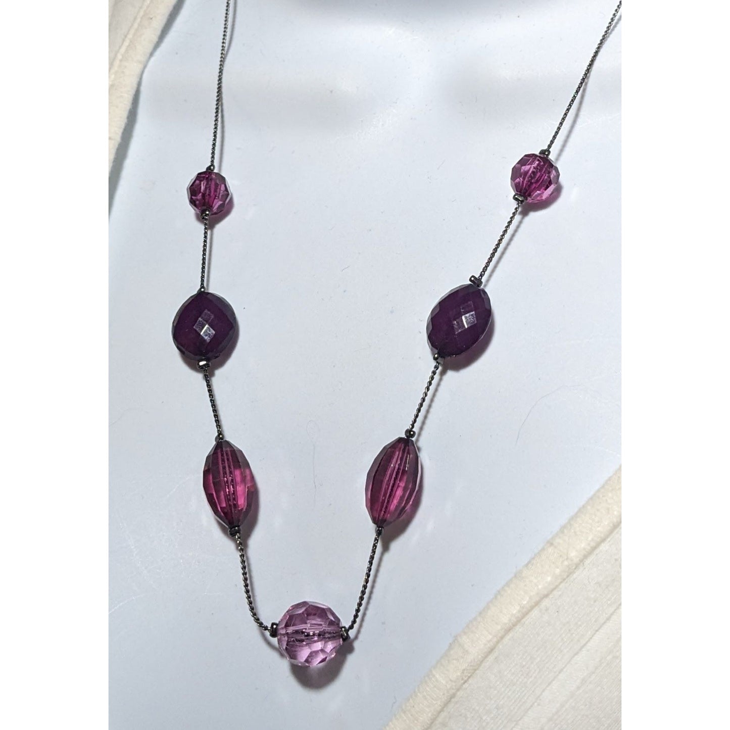 NY Purple Gem Beaded Necklace