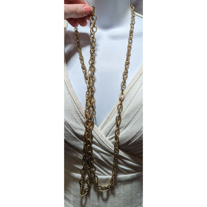 Textured Gold Chain Opera Length Necklace