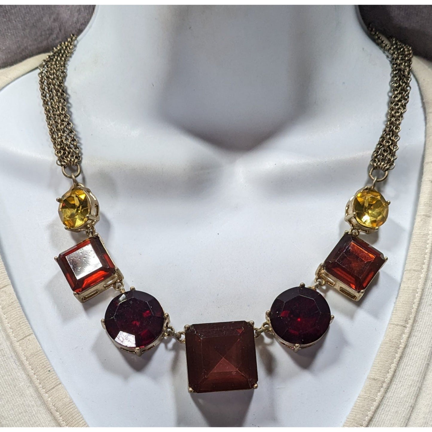 Vintage Lane Bryant Art Deco Style Gemmed Statement Necklace