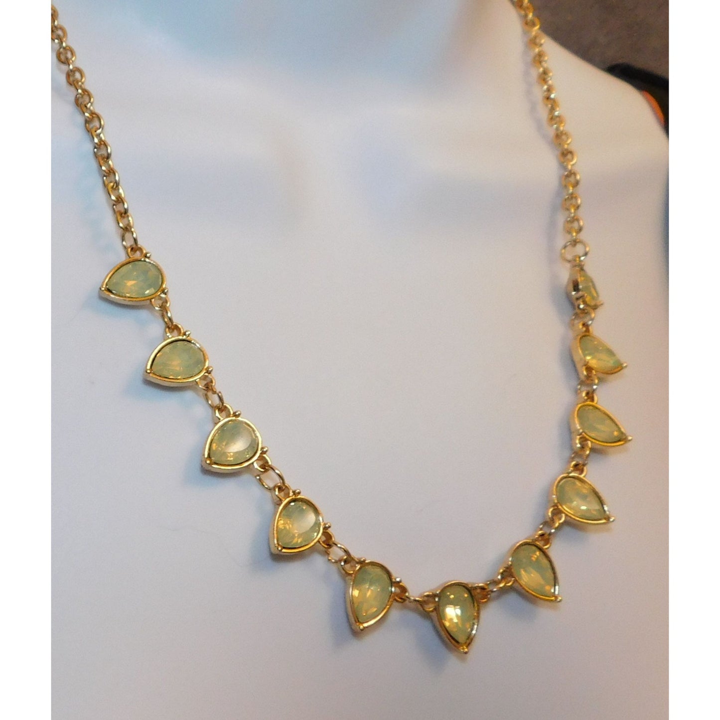 Green And Gold Teardrop Necklace