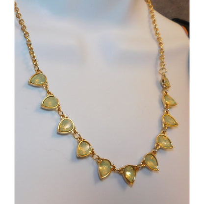 Green And Gold Teardrop Necklace