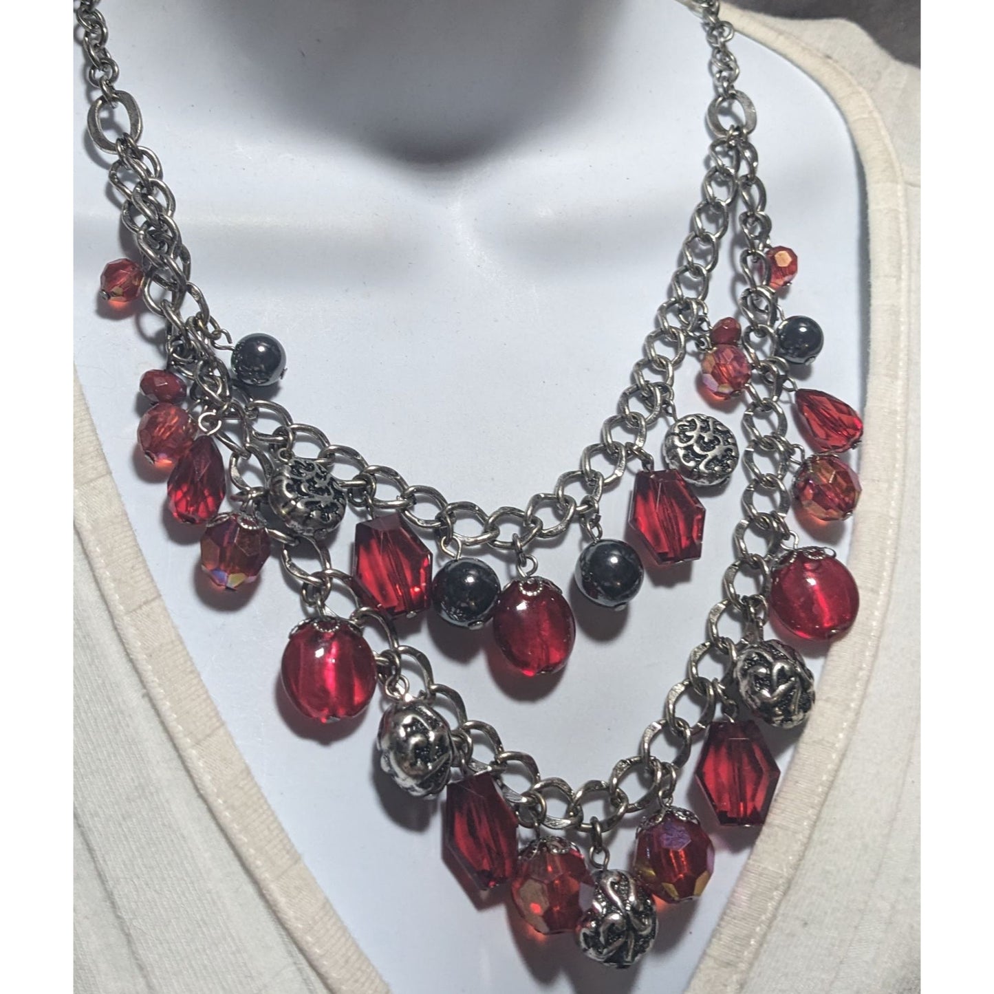 Gothic Vampire Multilayer Gemmed Necklace