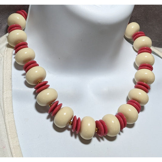 Monet Strawberry And Cream Beaded Necklace