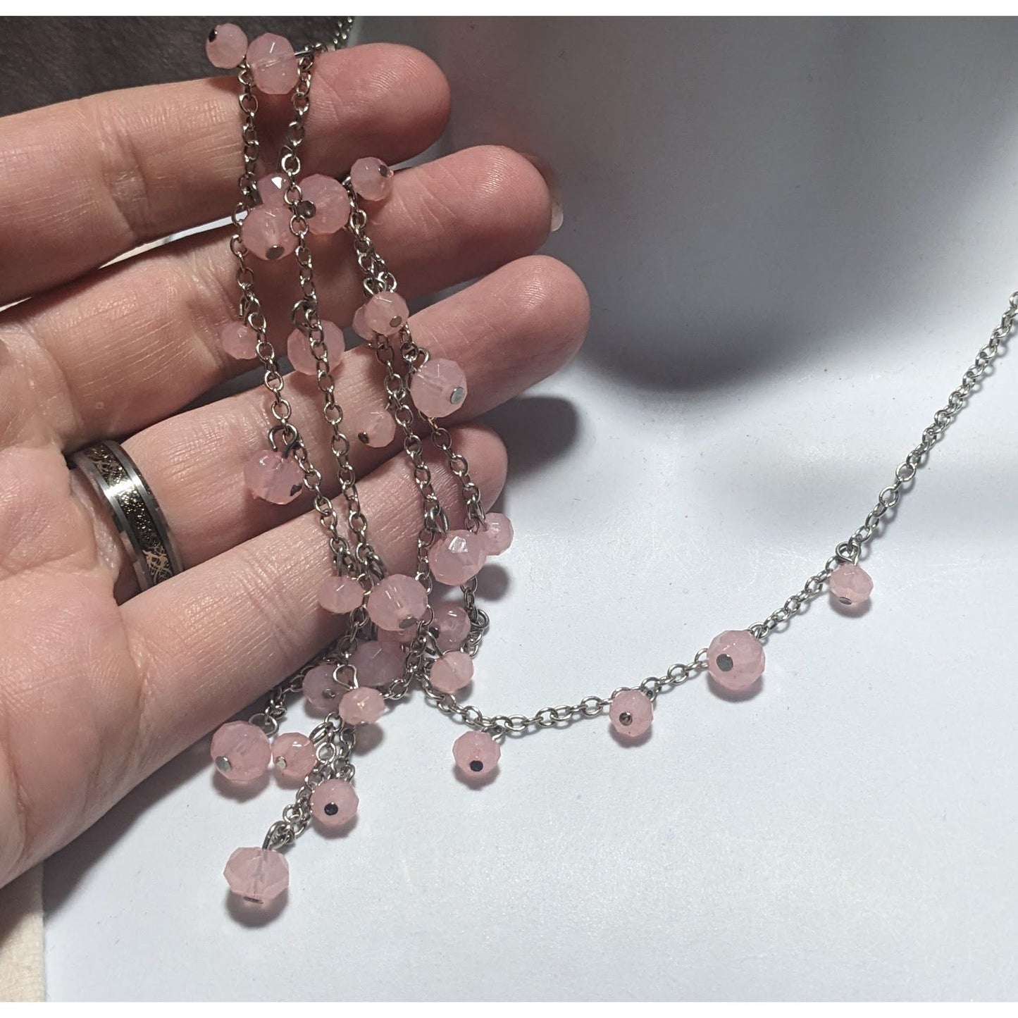 Charming Charlie Pink And Silver Necklace