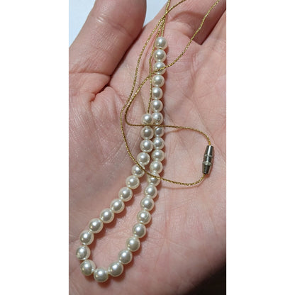 Minimalist Gold Faux Pearl Beaded Necklace