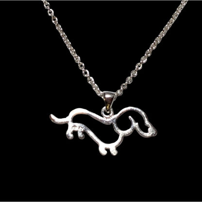 Minimalist Silver Dachshund Necklace