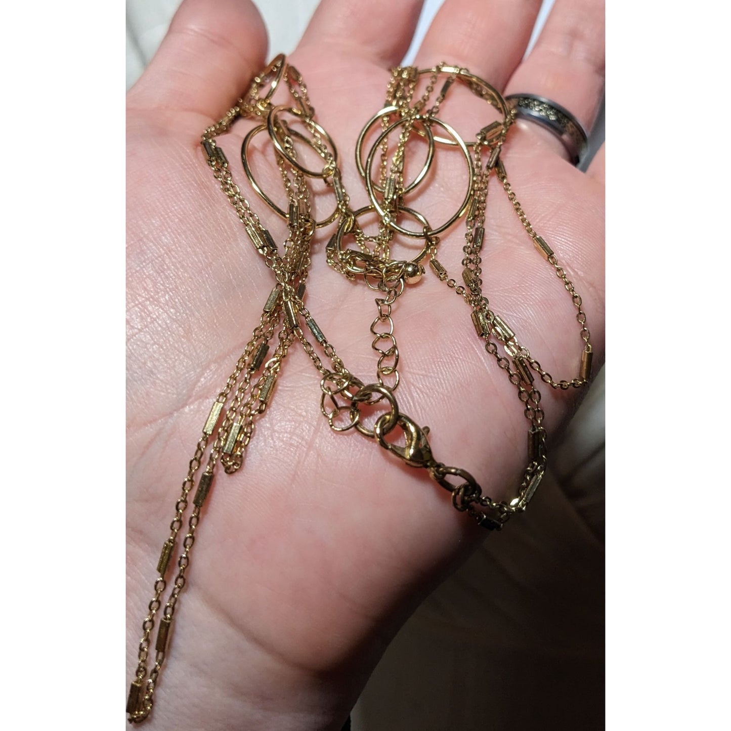 Multilayer Gold Chain Open Loop Necklace