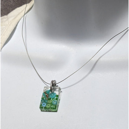 Sadie Blue Green Beaded Pendant Necklace