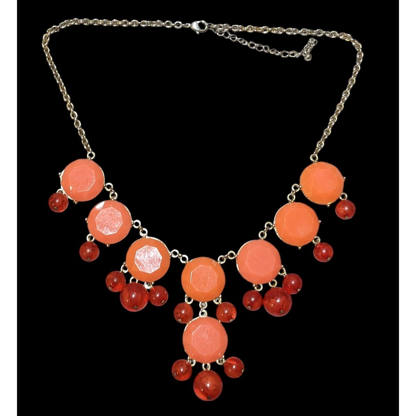 Y2K Orange And Red Gemmed Statement Necklace