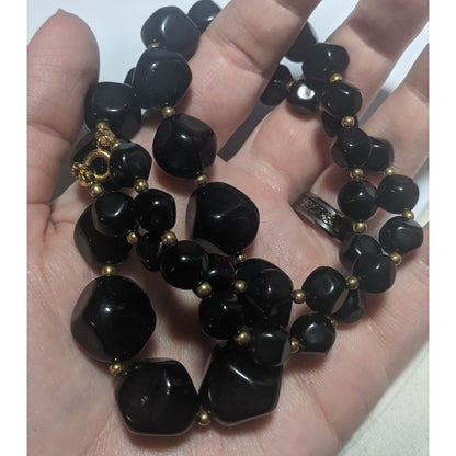 Black And Gold Chunky Beaded Necklace