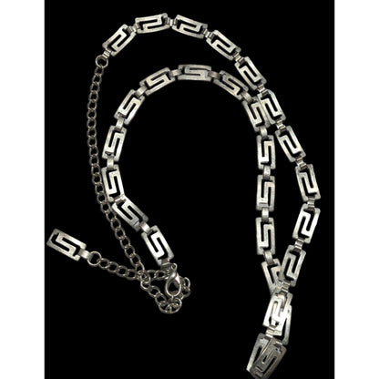 Retro Silver Grecian Link Chain Necklace