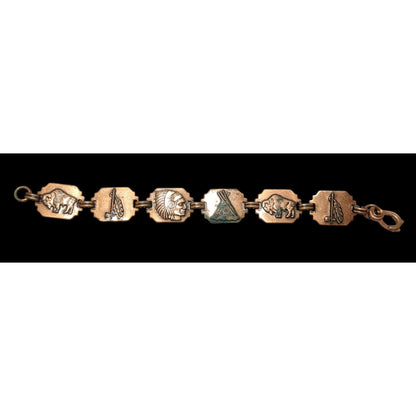 Vintage Copper Native American Link Bracelet