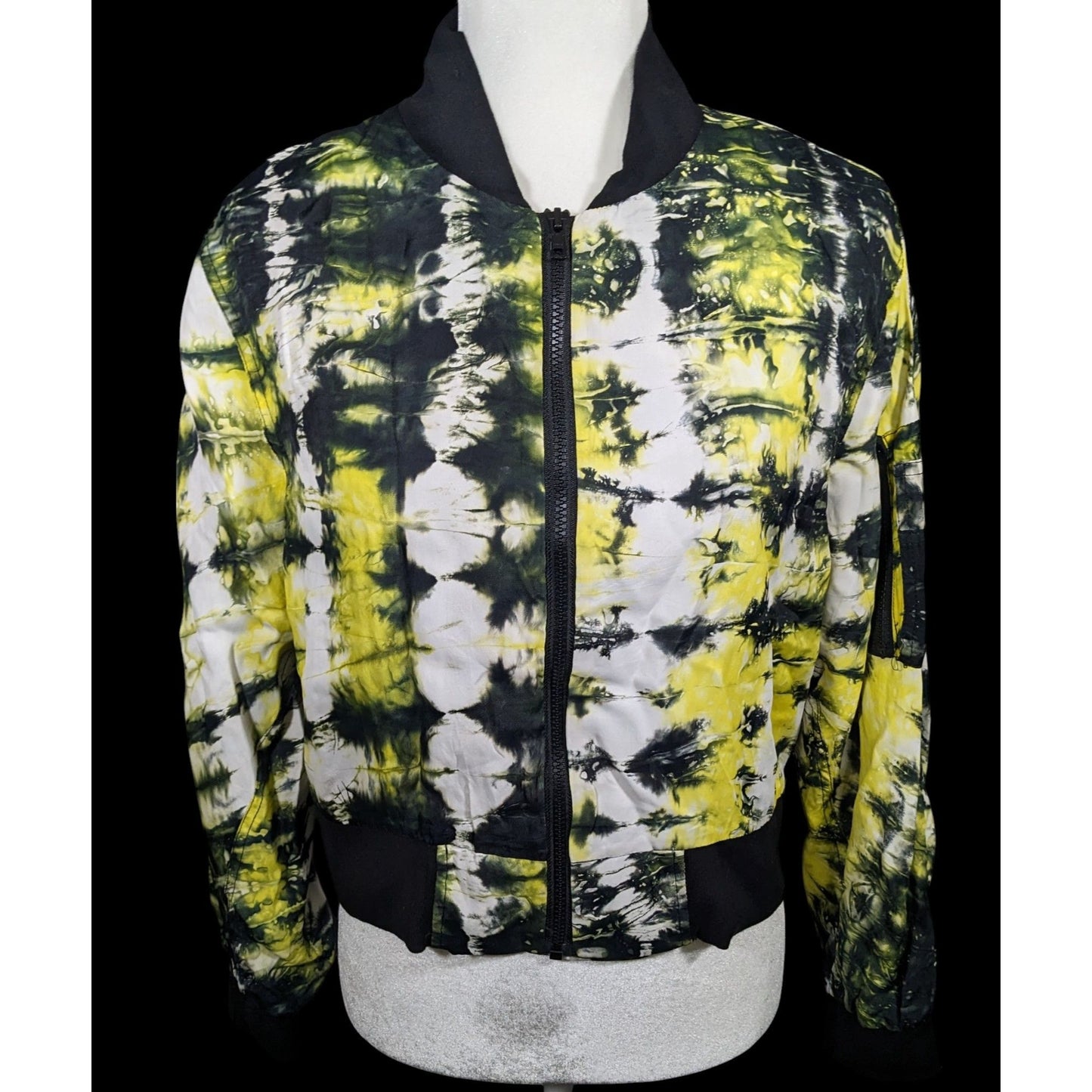 KTZ Tie Dye Black Yellow And White Lightweight Jacket Size Small