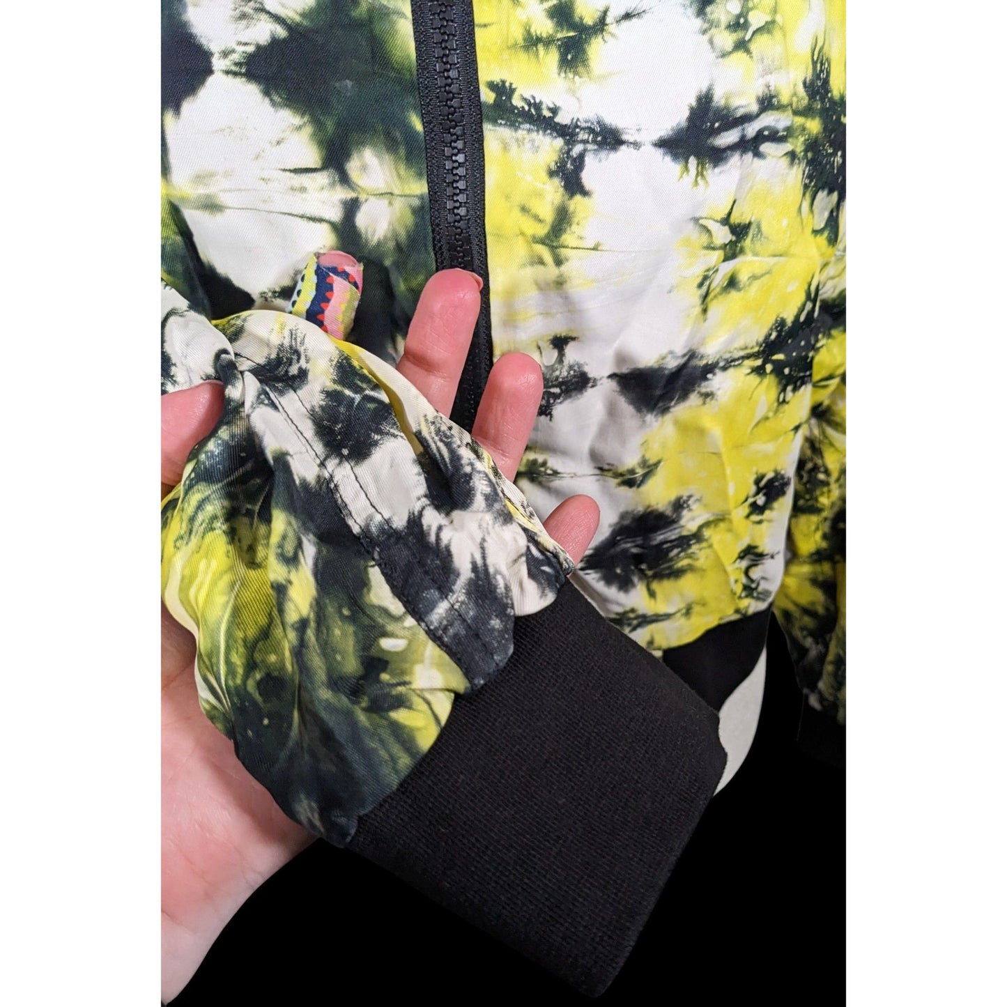 KTZ Tie Dye Black Yellow And White Lightweight Jacket Size Small