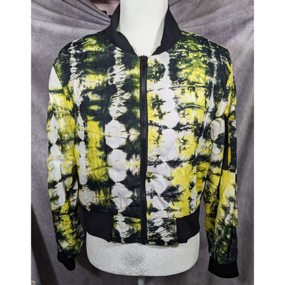 KTZ Tie Dye Black Yellow And White Lightweight Jacket Size Small