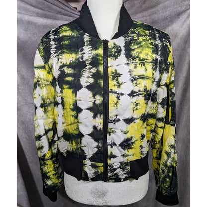 KTZ Tie Dye Black Yellow And White Lightweight Jacket Size Small